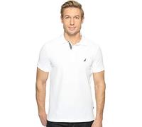 Nautica Men's Slim Fit Short Sleeve Solid Polo Shirt, Bright White, Large