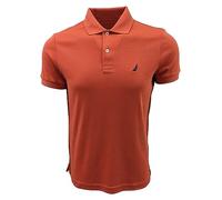 Nautica Men's Slim Fit Short Sleeve Solid Soft Cotton Polo Shirt, Cayenne, Large
