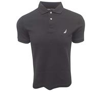 Nautica Men's Slim Fit Short Sleeve Solid Soft Cotton Polo Shirt (Medium, Black)