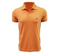 Nautica Men's Slim Fit Short Sleeve Solid Soft Cotton Polo Shirt, Melon Sugar, Medium