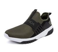 Nautica Men's Slip-On Sneakers - Casual Fashion Shoes for Walking, in Medium & Wide Widths, Olive Black-junyo, 8 UK