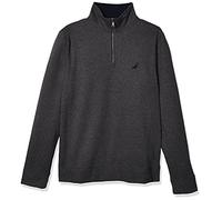 Nautica Men's Solid 1/4 Zip Fleece Sweatshirt, Charcoal Heather, S