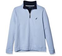 Nautica Men's Solid 1/4 Zip Fleece Sweatshirt, Linen Blue, XL