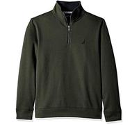 Nautica Men's Solid 1/4 Zip Fleece Sweatshirt, Moss Heather, L