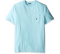 Nautica Men's Solides T-Shirt Rundhalsausschnitt, Kurzärmelig und mit Tasche, Bright Aqua, M