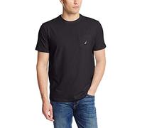 Nautica Men's Solid Crew Neck Short-Sleeve Pocket T-Shirt Undershirt, Black (True Black), XXL