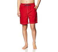 Nautica Men's Solid Quick Dry Logo Swim Trunk, Nautica Red, Large