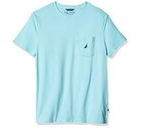 Nautica Men's Solides T-Shirt Rundhalsausschnitt, Kurzärmelig und mit Tasche, Bright Aqua, M