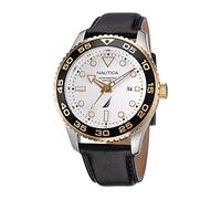 Nautica Men's Stainless Steel Quartz Leather Strap, Black, 22 Casual Watch (Model: NAPPBF141)