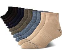 Nautica Mens Stretch Comfort Cushioned Athletic Quarter Socks With Moisture Control (12 Pack), Brown/Navy/Black, Medium