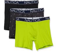 Nautica Men's Stretch Light Weight Mesh 3 Pack Boxer Brief, Black/Lime Punch/Sail-Black, M