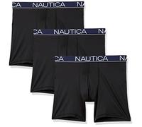 Nautica Men's Stretch Light Weight Mesh 3 Pack Boxer Brief, Black, Medium