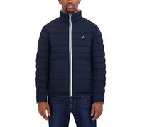 Nautica Men's Stretch Reversible Midweight Puffer Jacket, Wind and Water Resistant, Cloud Grey, Medium