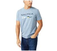 Nautica Men's Sustainably Crafted Logo Signal Flag Graphic T-Shirt, Deep Anchor Heather, Large