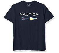 Nautica Men's Sustainably Crafted Logo Signal Flag Graphic T-Shirt, Navy, XS