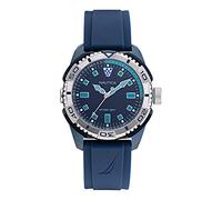 Nautica Men's Tarpoon Dive Stainless Steel Japanese Quartz Silicone Strap, Blue, 24 Casual Watch (Model: NAPTDS006), Blue