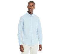 Nautica Men's Wrinkle Resistant Long Sleeve Button Front Shirt, (2024 Collection) Noon Blue, XL