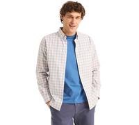 NAUTICA Men's Wrinkle Resistant Long Sleeve Button Front Shirt, (2024 Collection) Plaid Red/Allure, Large