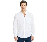 Nautica Mens Wrinkle Resistant Long Sleeve Button Front Shirt, Bright White, Medium