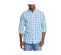 Nautica Men's Wrinkle Resistant Long Sleeve Button Front Shirt, White, Blue, Green, Medium