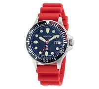 Nautica N83 Men's NAPCBS301 Cocoa Beach Red Wheat PU Fiber Strap Watch, Silver Tone/Blue/Red, Silver Tone/Blue/Red, strap