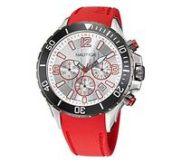 Nautica NAPNSS119 NST Grey/Silver/Red Silicone Strap Men's Watch, Red