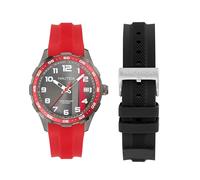 Nautica NST Men's Black-Red Silicone Strap Watch (Model: NAPNSS609)