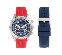 Nautica NST Men's Red-Blue Silicone Strap Watch (Model: NAPNSS605)