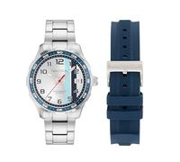 Nautica NST Men's Stainless Steel Bracelet-Blue Silicone Strap Watch (Model: NAPNSS611)