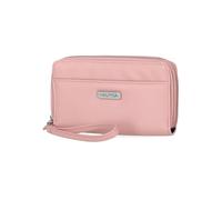 Nautica On The Double Zip Around Vegan Leather Womens RFID Clutch Wallet With Wristlet Strap, Blush, On the Double