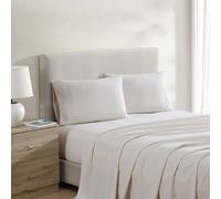 Nautica - Queen Bed Sheets, Lightweight Cotton Percale Bedding Set with Matching Pillowcases, Crisp & Cool, Oeko-Tex Certified (Penny Pinstripe Brown)