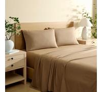 Nautica - Queen Bed Sheets, Lightweight Cotton Percale Bedding Set with Matching Pillowcases, Crisp & Cool, Oeko-Tex Certified (Bayview Solid Brown)