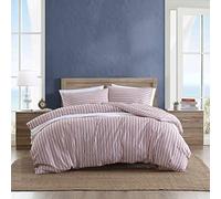 Nautica- Queen Duvet Cover, Cotton Reversible Bedding with Button Closure, Casual Home Décor for All Seasons (Coleridge Stripe Red, Queen)