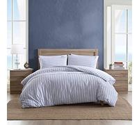Nautica- Queen Duvet Cover, Cotton Reversible Bedding with Button Closure, Casual Home Décor for All Seasons (Beaux Stripe Blue, Queen)