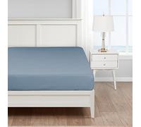 Nautica - Queen Fitted Sheet, Wrinkle Resistant Bedding, Lightweight for All Seasons (Solid Blue, Queen)