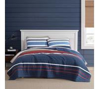 Nautica - Queen Quilt Set, Reversible Cotton Bedding with Matching Shams, Bold & Colorful Home Decor for All Seasons (Bradford Navy Blue, Queen)
