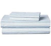 Nautica - Queen Sheet Set, Cotton Percale Bedding Set, Crisp & Cool, Lightweight & Breathable (Beaux Stripe Navy,4pcs, Queen)