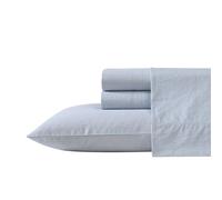 Nautica - Queen Sheet Set, Cotton Percale Bedding Set, Crisp & Cool, Lightweight & Breathable (Penny Pinstripe Blue, Queen)