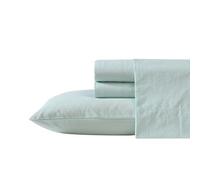 Nautica - Queen Sheet Set, Cotton Percale Bedding Set, Crisp & Cool, Lightweight & Breathable (Penny Pinstripe White, Queen)