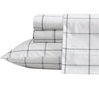 Nautica- Queen Sheet Set, Cotton Percale Bedding Set, Crisp & Cool, Lightweight & Breathable (Plot Black, Queen)