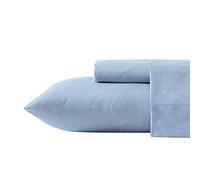 Nautica- Queen Sheet Set, Deep Pocket Fitted Sheet and Pillowcase Set, Casual Home Décor (Herringbone Coastal Blue, Queen)