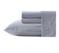 Nautica - Queen Sheet Set, Lightweight & Breathable Cotton Percale Bedding Set with Matching Sham(s), Crisp & Cool Bedding Essentials, Oeko-Tex Certified (Penny Pinstripe Navy, Queen)