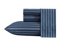 Nautica - Queen Sheets, Premium Cotton Percale Bedding Set, Striped Home Decor, Oeko-Tex Certified (Richmond Stripe Blue, Queen)