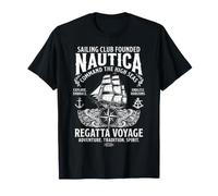 Nautica Regatta Voyage Vintage Sailing Ship Compass Graphic T-Shirt