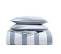 Nautica Reversible Cotton Bedding Set, Designer Home Decor, 100%, Blue/White/Grey, Queen