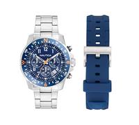 Nautica Riding SAIL Men's Stainless Steel Bracelet-Blue Silicone Strap Watch (Model: NAPRSS606)