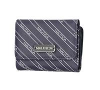 Nautica Rower’s End Small Wallet for Women, RFID Blocking Slim Credit Card Holder with Zipper Coin Pocket, Bifold Compact Womens Wallet with ID Window, Indigo/Bone, Small