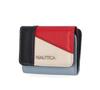 Nautica Rower’s End Small Wallet for Women, RFID Blocking Slim Credit Card Holder with Zipper Coin Pocket, Bifold Compact Womens Wallet with ID Window, Colorblock Blue, Rower's End
