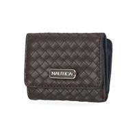 Nautica Rower’s End Small Wallet for Women, RFID Blocking Slim Credit Card Holder with Zipper Coin Pocket, Bifold Compact Womens Wallet with ID Window, Woven Espresso