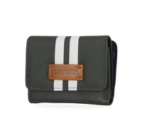 Nautica Rower’s End Small Wallet for Women, RFID Blocking Slim Credit Card Holder with Zipper Coin Pocket, Bifold Compact Womens Wallet with ID Window, Green (Racing Stripe), Compact